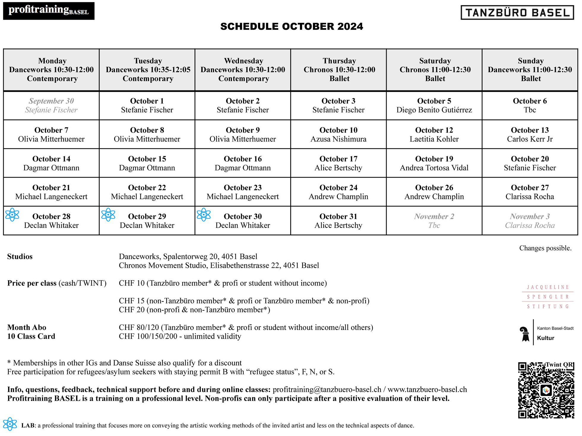 Profitraining Schedule