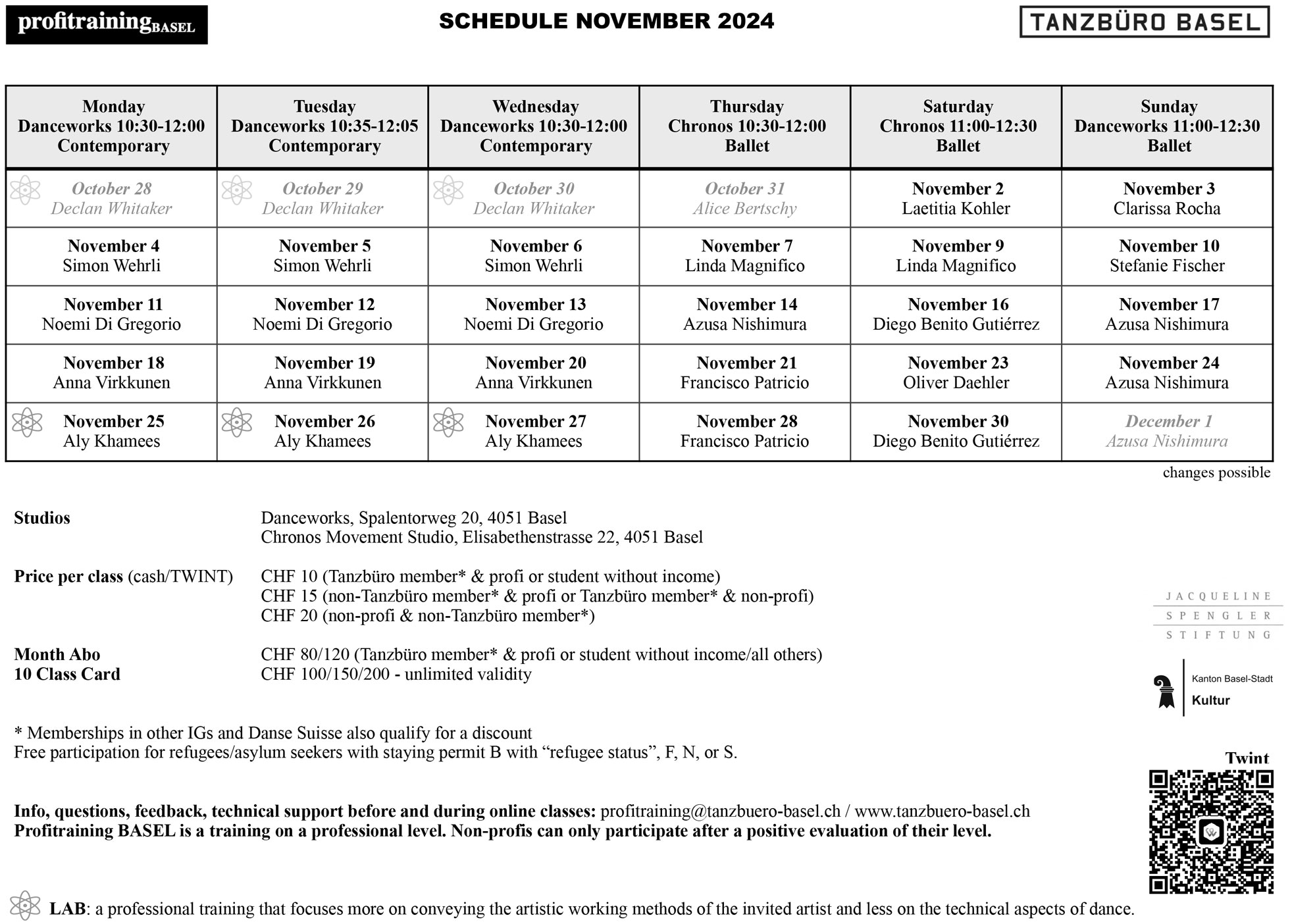 Profitraining Schedule