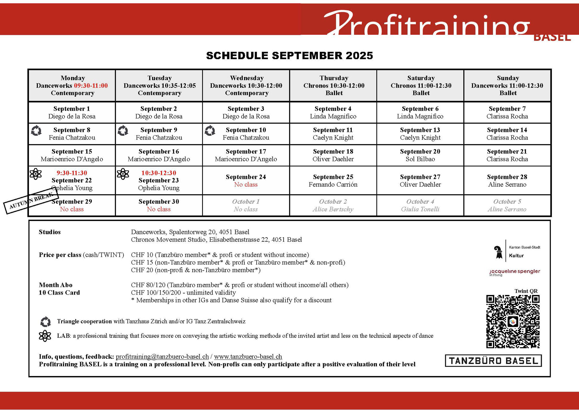 Profitraining Schedule