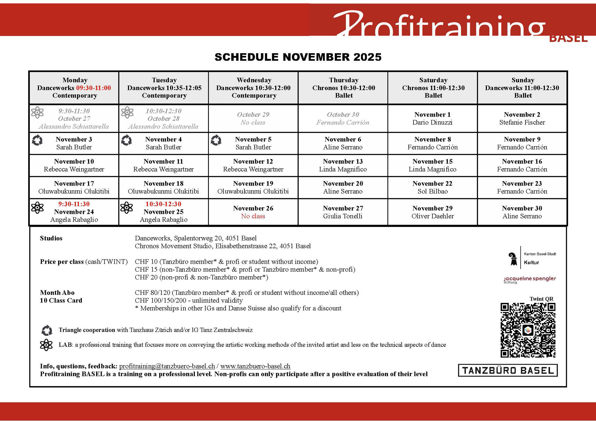 Profitraining Schedule