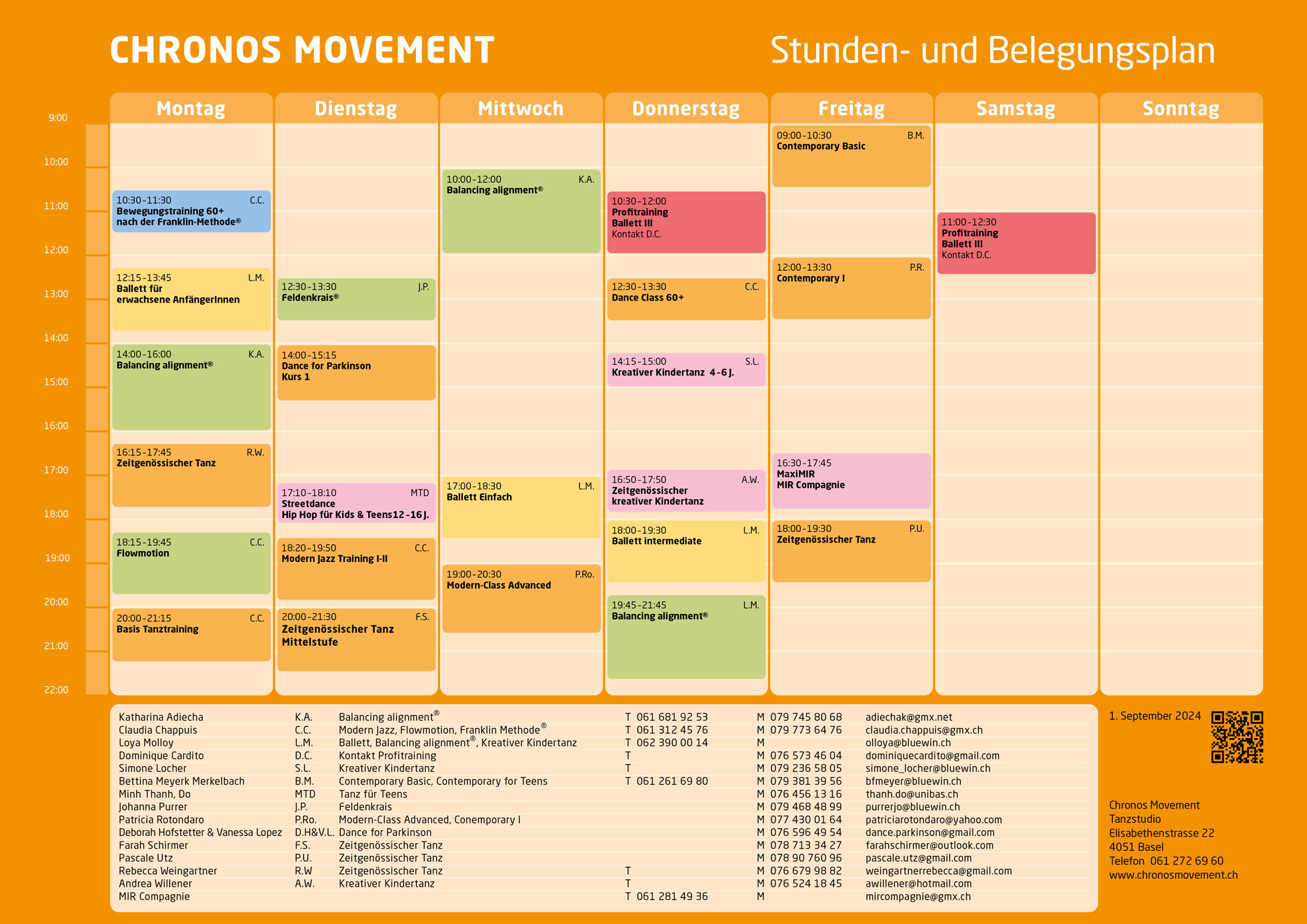 Stundenplan Chronos Movement