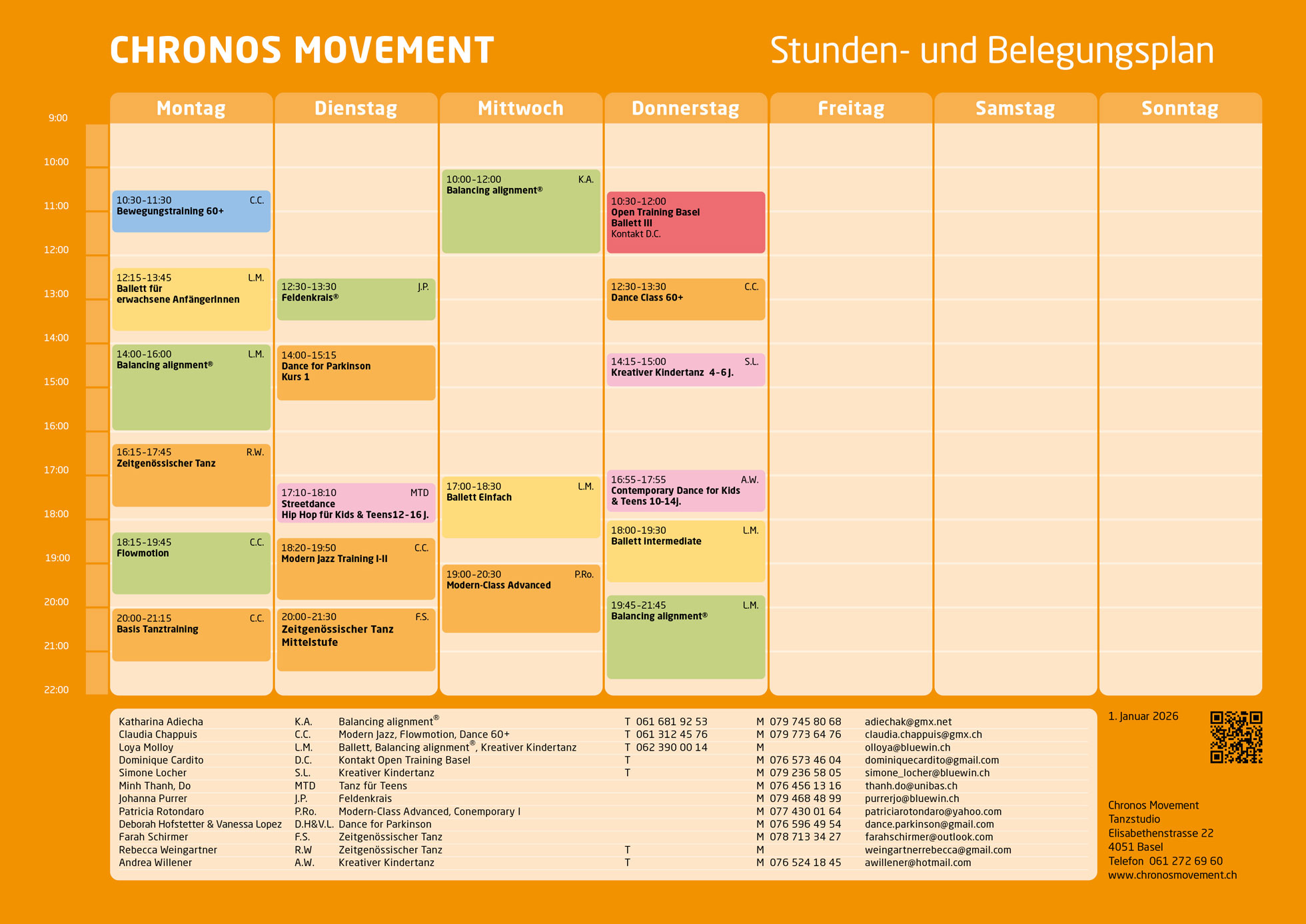 Stundenplan Chronos Movement